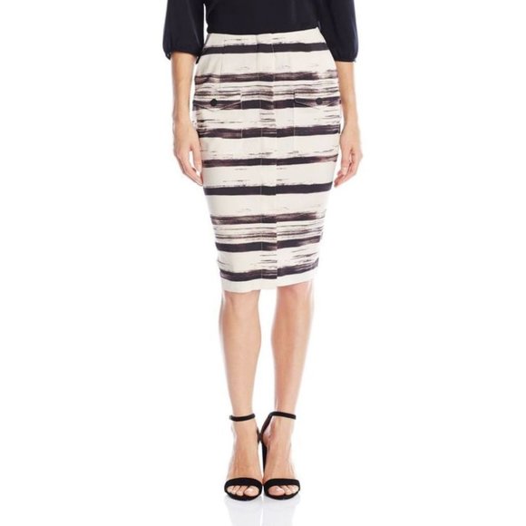 $140 KENDALL + KYLIE Smoke Grey / Black PENCIL Print SKIRT ( S )
